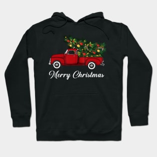 Merry Christmas Retro Vintage Red Truck Hoodie